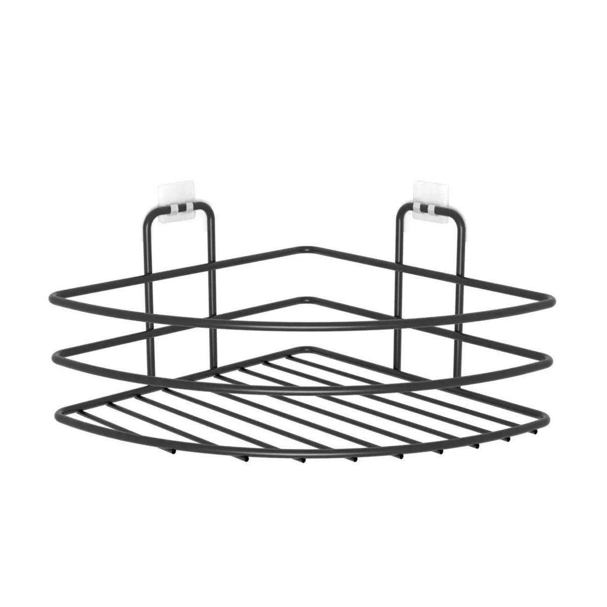 Selbstklebende Badezimmer-Eckablage ohne Montage, Schwarz (5563)