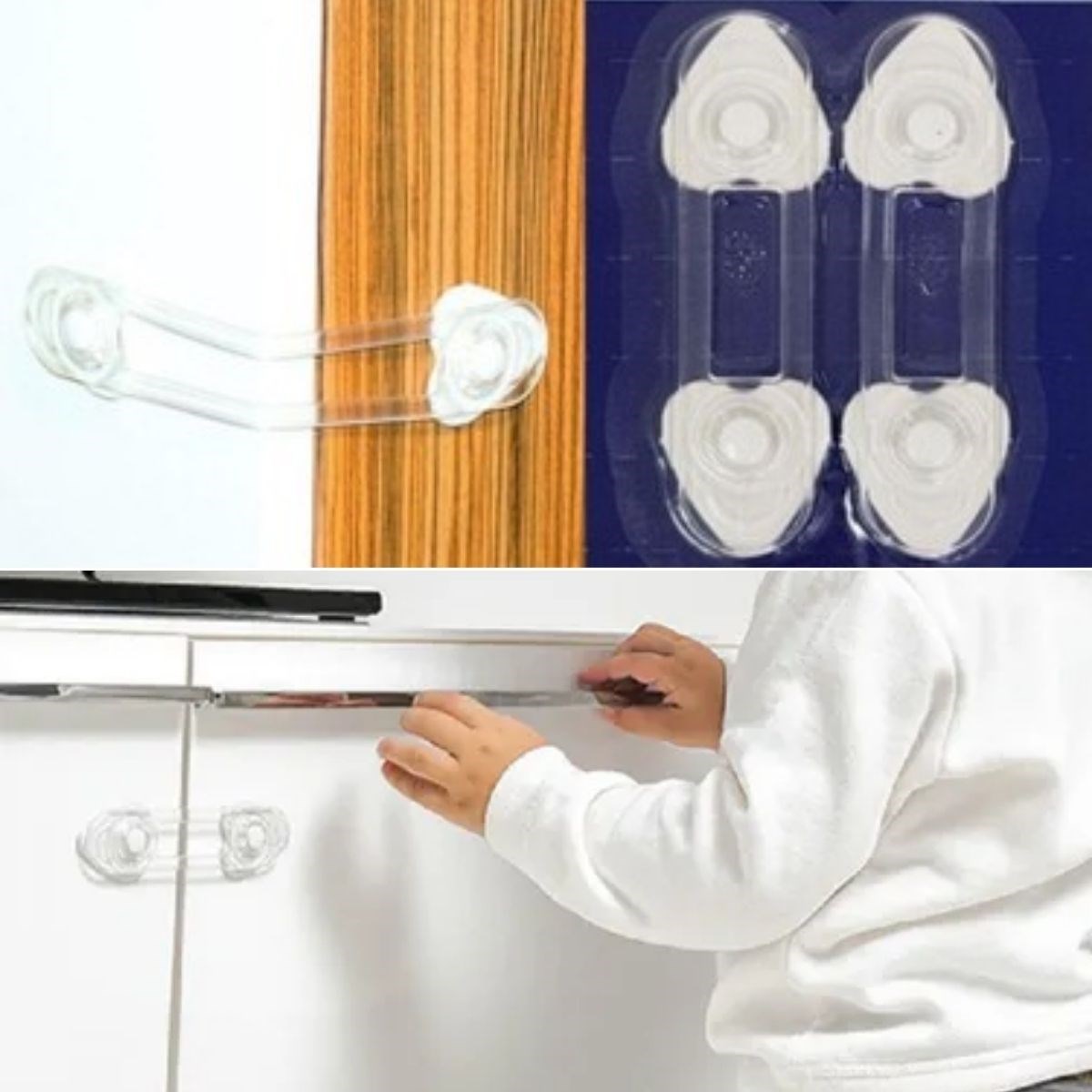 2er Mini Universalsperren – Kindersicherheit Schubladen, Schrank, Deckelschlösser (5563)