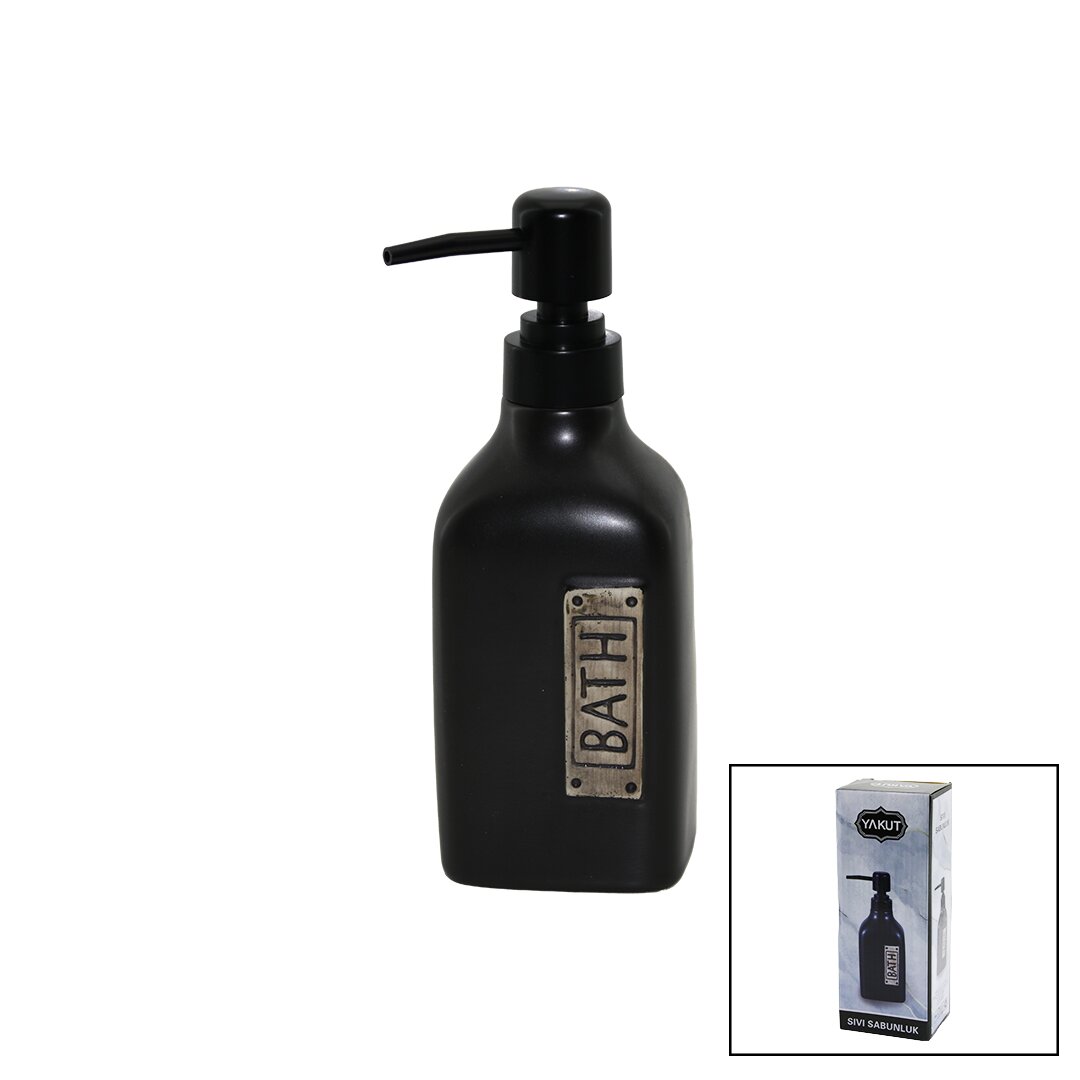 Rectangular Black Ceramic Liquid Soap Dispenser (5563)