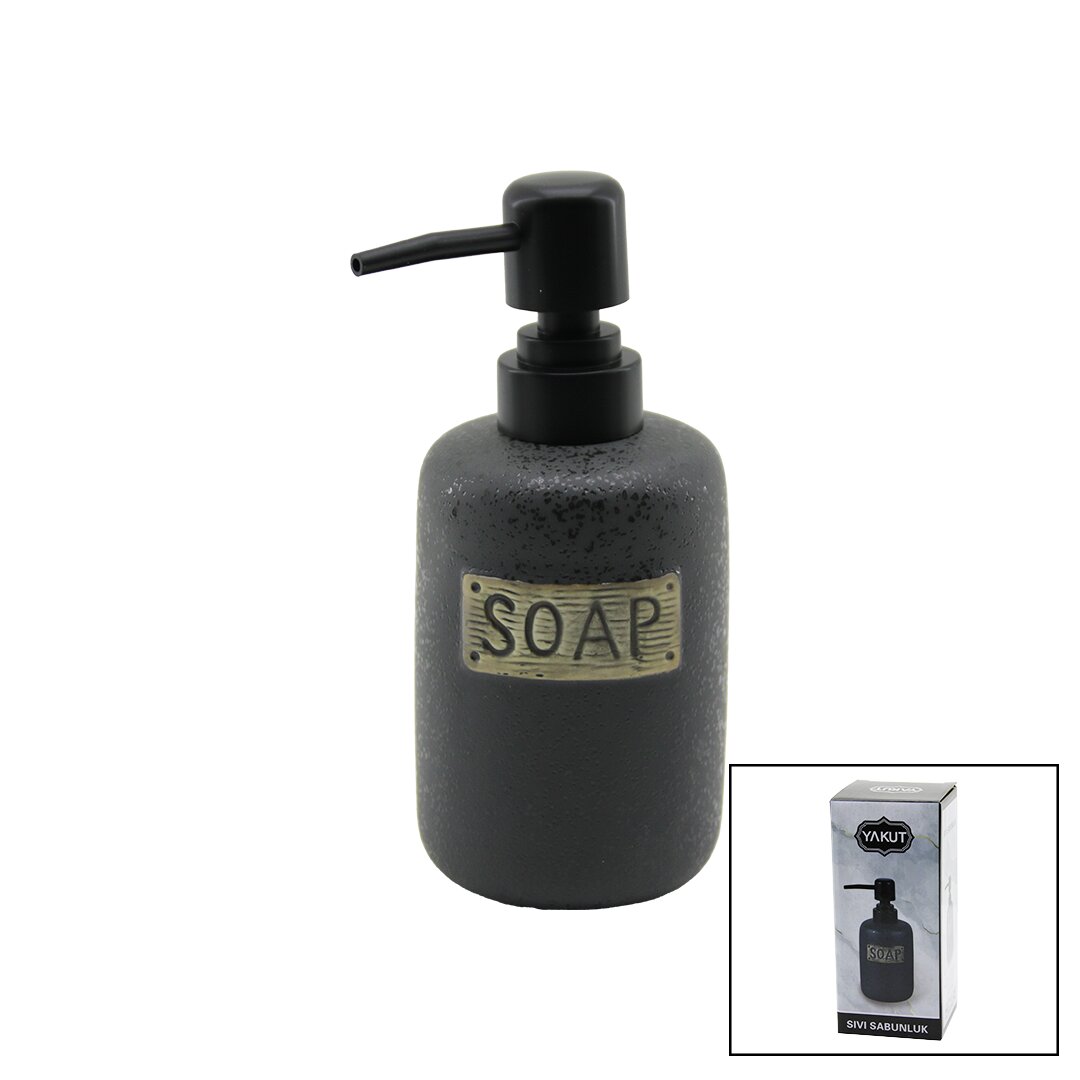 Short Anthracite Grey - Matte Ceramic Liquid Soap Dispenser (5563)