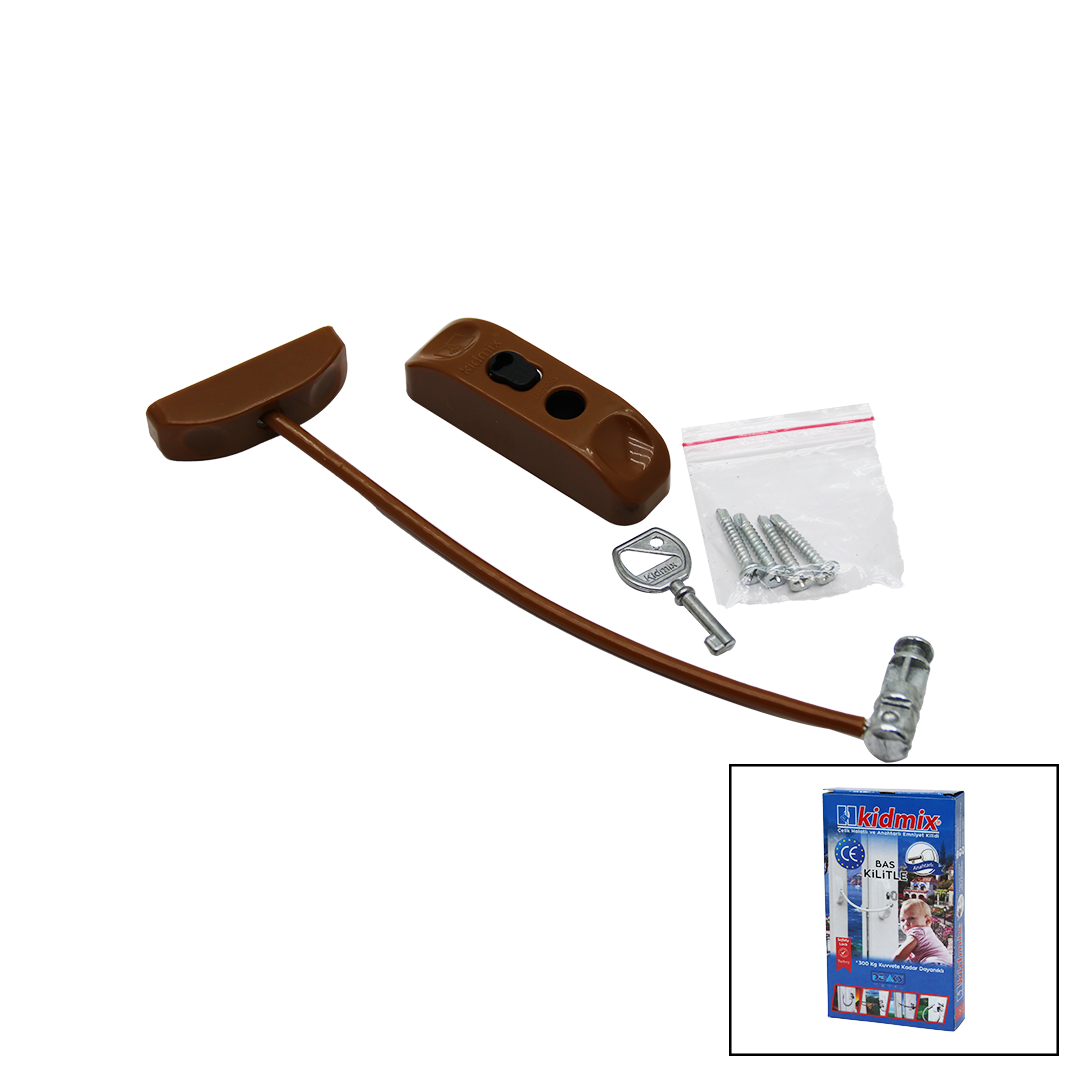 Braunes Sicherheitsschloss mit Schlüssel und Seil (5563)