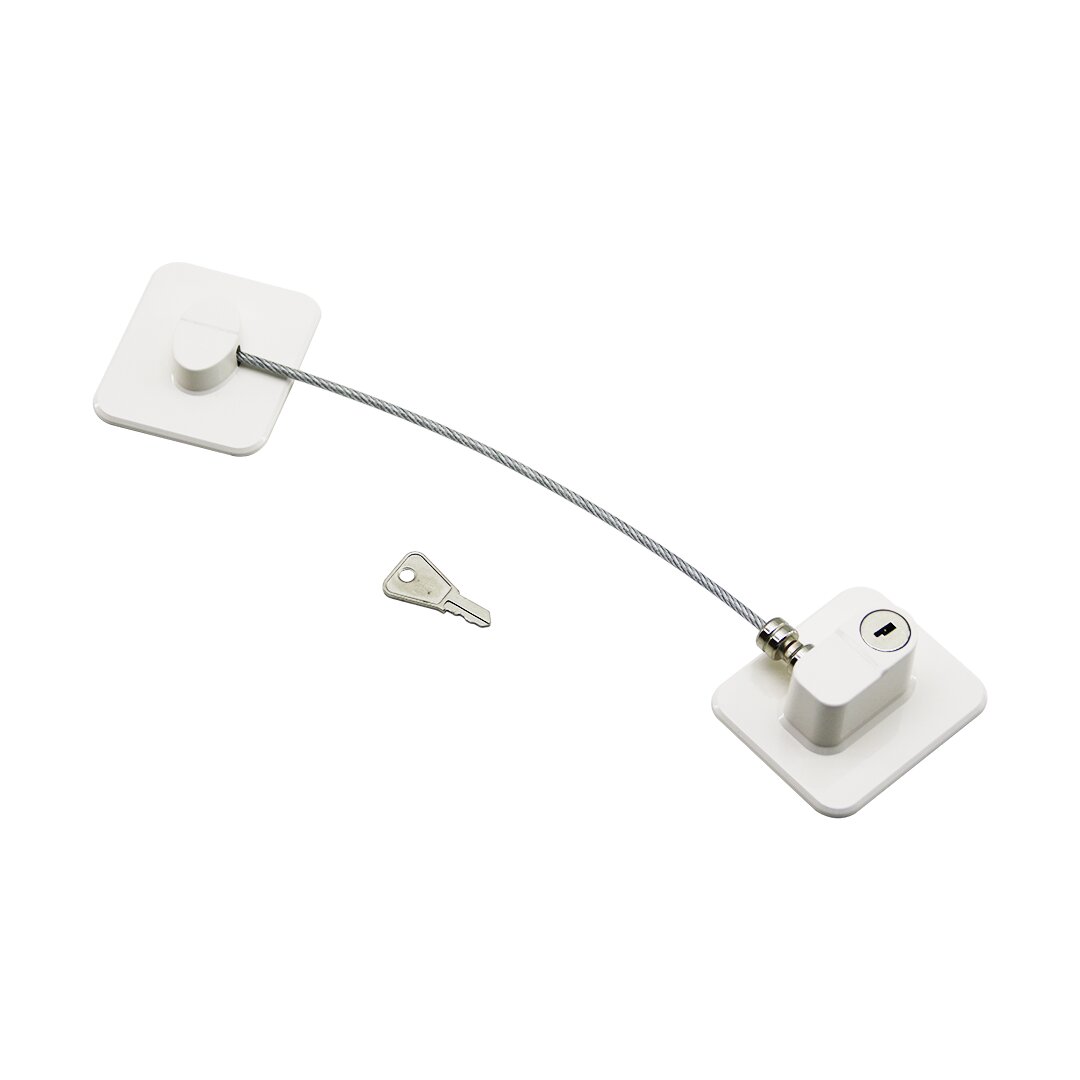 White Plate Rope Safety Lock 5X6CM Adhesive Mount 2PCS Plate Rope 18.8CM