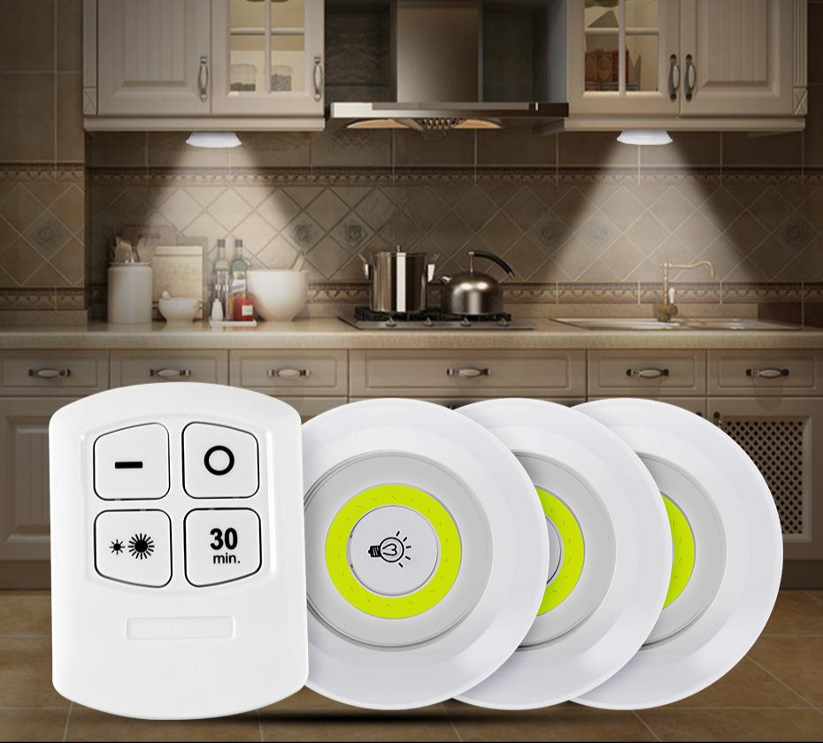 Remote Control Adhesive Wireless Battery LED Spotlights 3-Pack (5563)