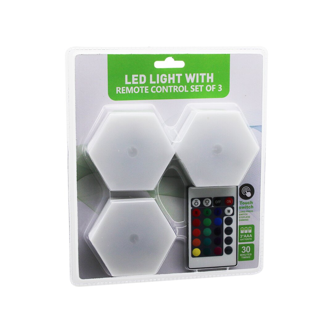 3PCS - ALTIGEN - RGB   KUMANDALI - PİLLİ - DOKUNMATİK  LAMBA SETİ  6 LED (5563)