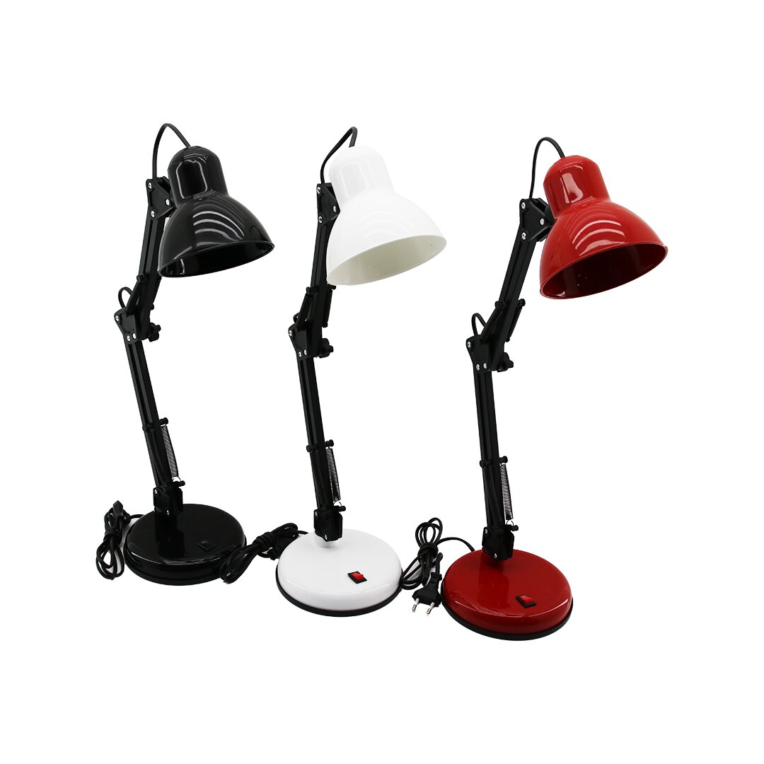 METAL AKROBAT AYAKLI ELEKTRİKLİ MASA LAMBASI RENKLİ PLASTİK TABLA - KAFA (5563)