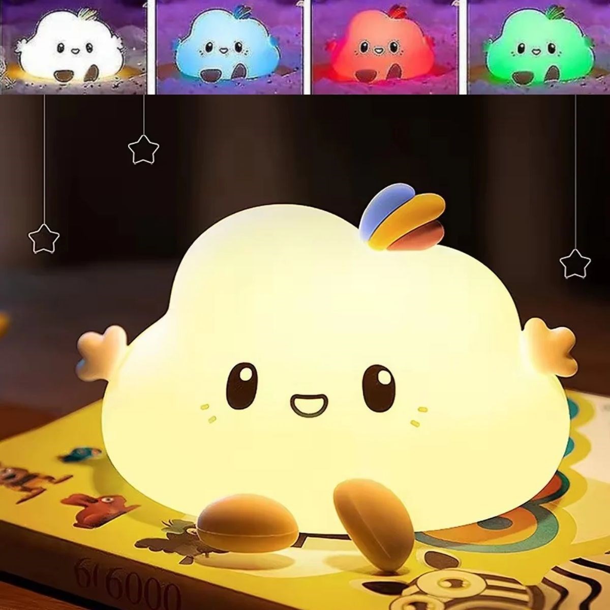 5 Farklı Renk Modlu Bulut Figürlü Pofuduk LED Gece Lambası–Yumuşak Dokulu Çocuk Odası ve Dekoratif Şarjlı Ortam Işığı (5563)