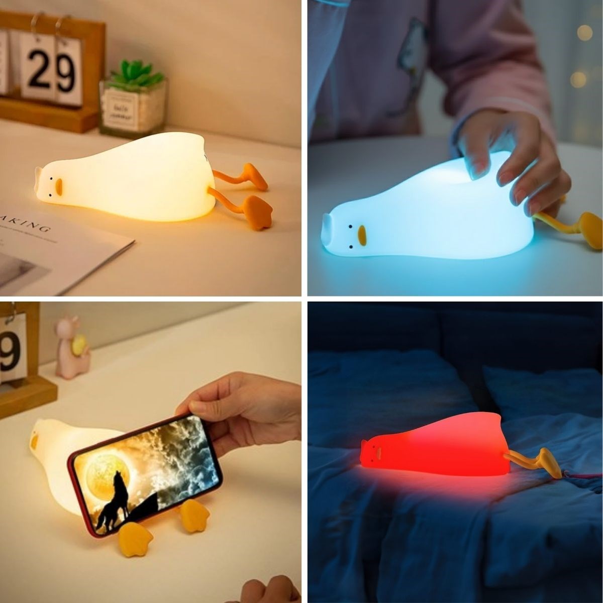 5-Color Lazy Duck Fluffy LED Night Light - Soft Ambient Lamp (5563)