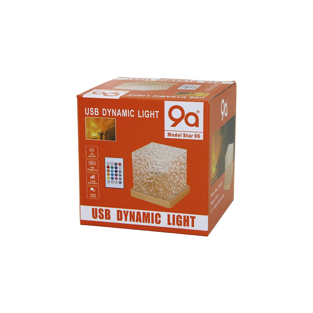 USB RGB Wassermuster Glimmer Kristall Nachtlicht 9.5x9.5x11.5cm (5563)