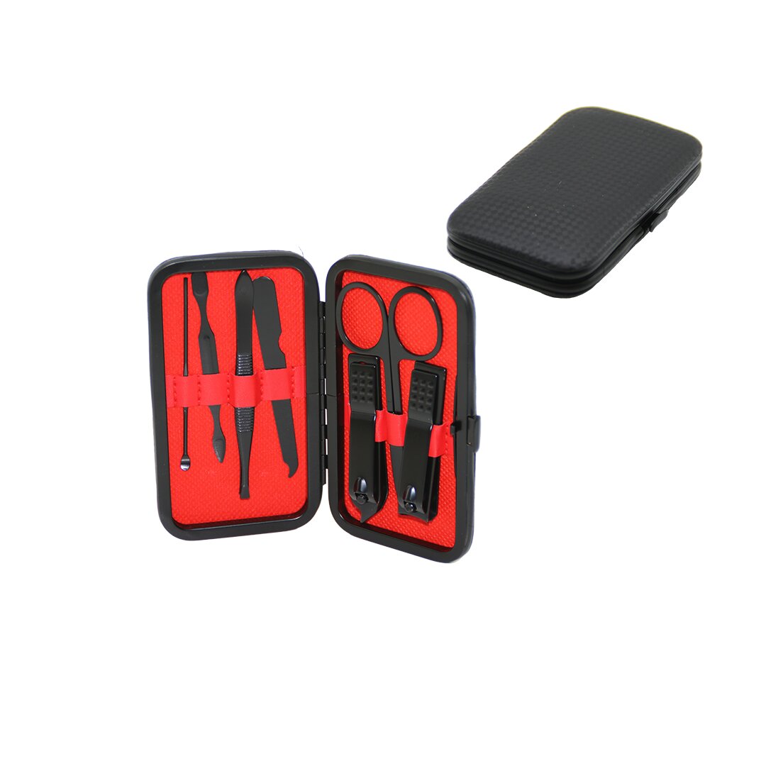 7 PCS Black Manicure & Pedicure Set with Black Wallet Case (5563)