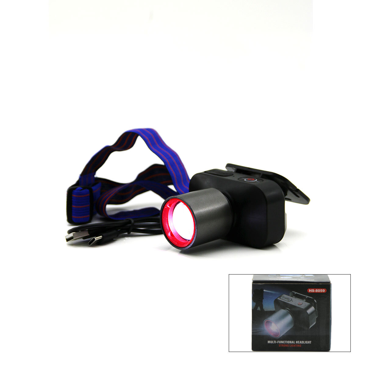 30W Rechargeable Headlamp LED Flashlight USB Type-C Dimmable