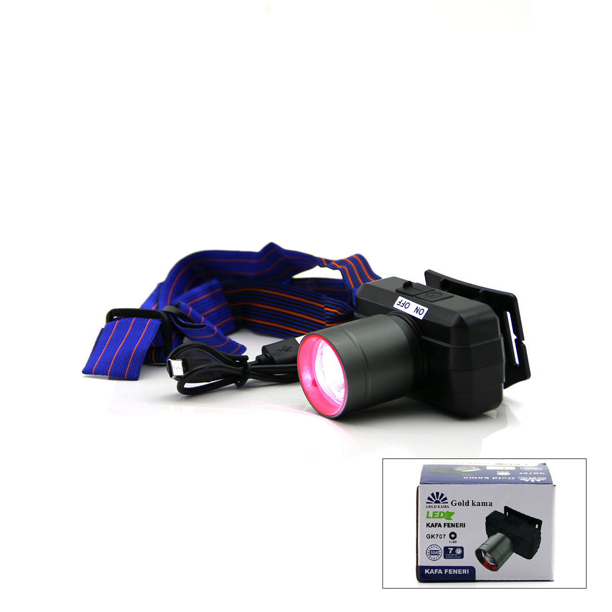30W Rechargeable Headlamp Flashlight 1 LED USB Type-C Dimmer