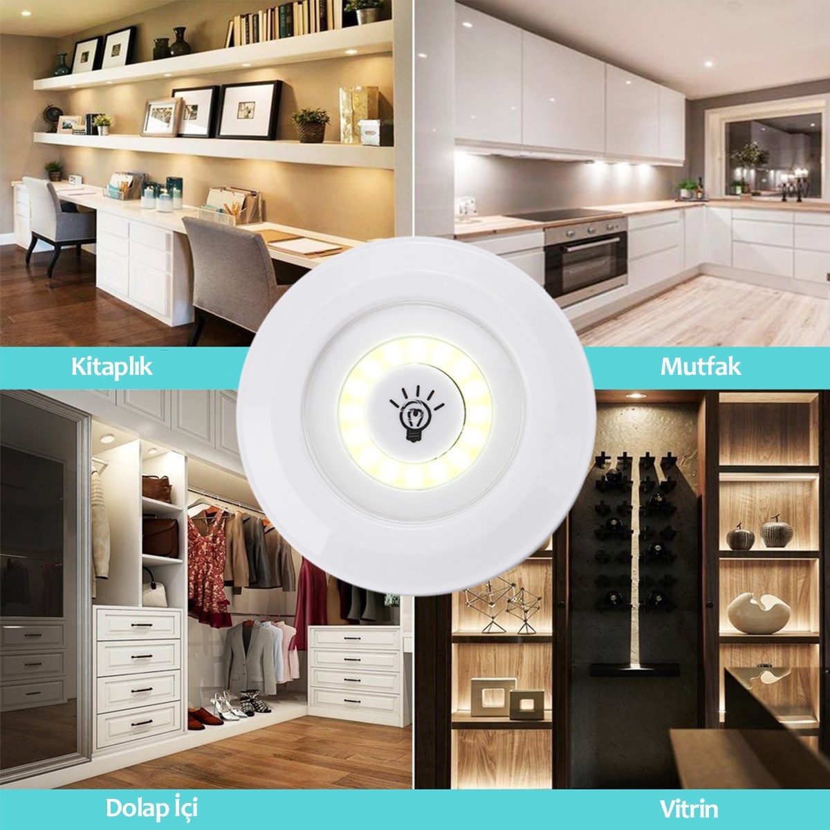 3-Piece Remote Control Battery Adhesive Wireless LED Spot Lights (5563)