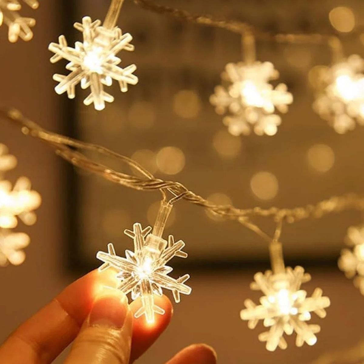 GÜN IŞIĞI - KAR TANESİ 3MT PİLLİ 2 FONKSİYONLU PERİ LED - DEKOR LAMBA (5563)