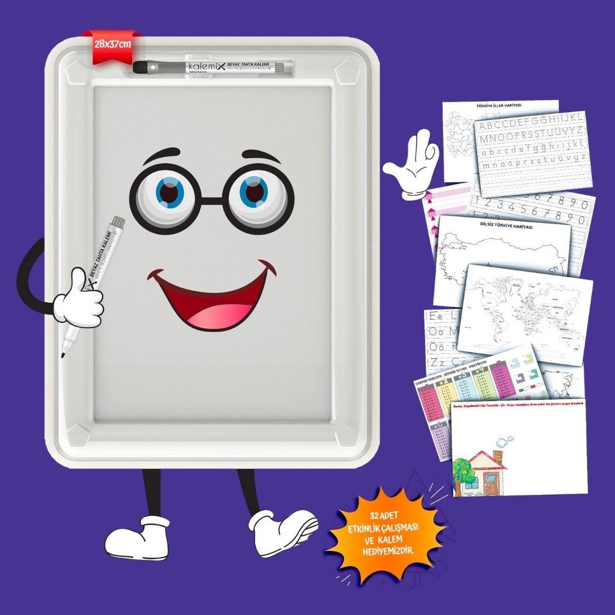 32 Farklı Etkinlikli Kalem ve Silgi Hediyeli Eğitici Sihirli Etkinlik Tahtası (5563)