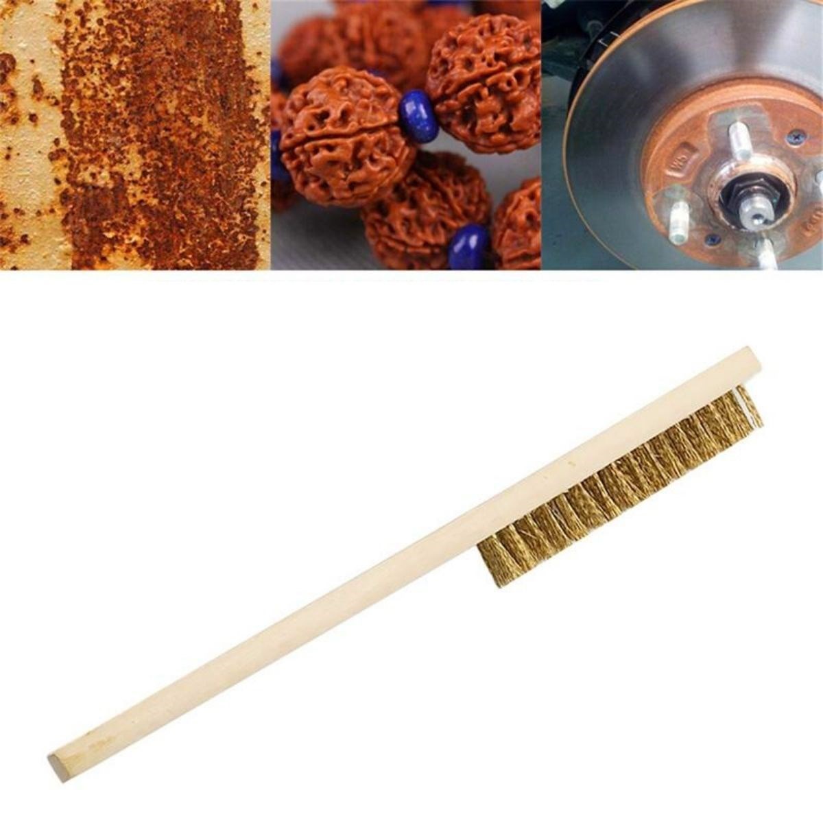 Metal Wire Brush Wooden Handle Rust Remover Cleaning Brush (