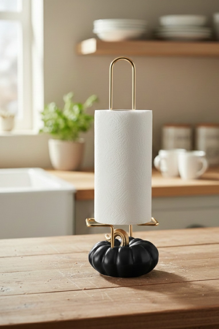 Decorative Black Gourd Towel Holder 34x12 cm (5563)