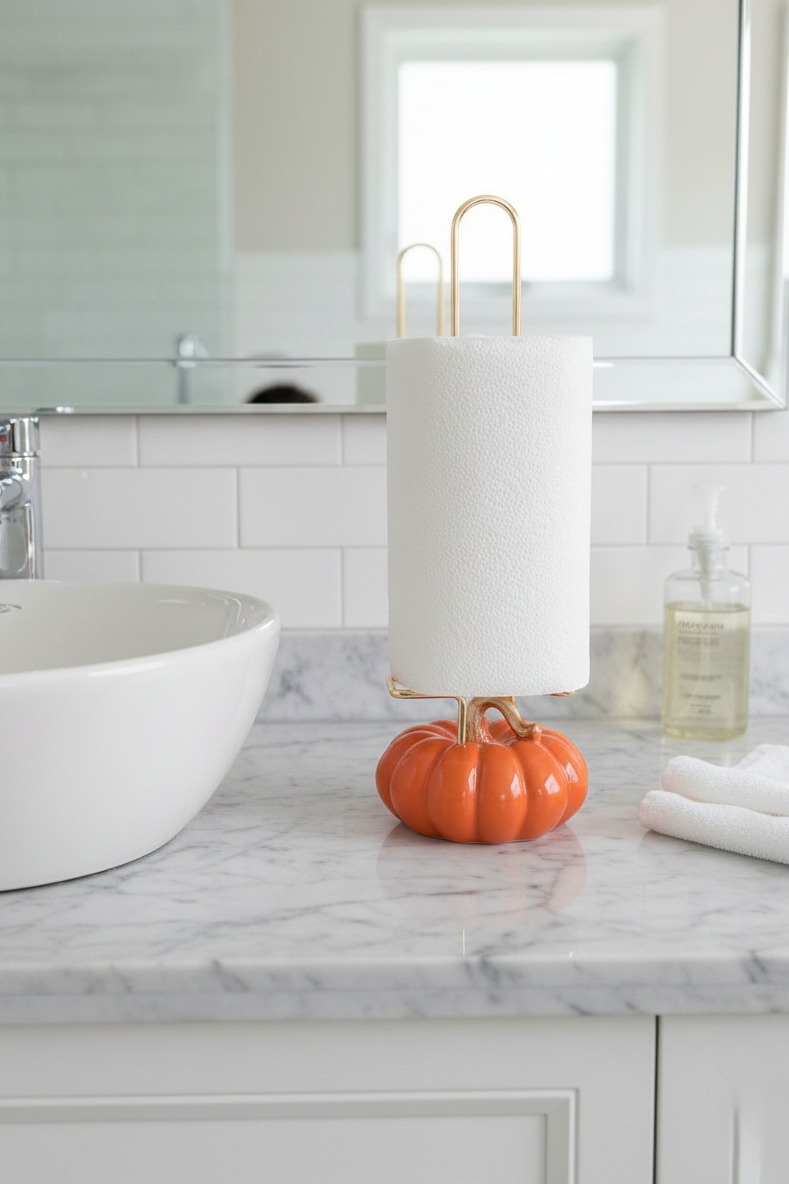 Dekorativer Handtuchhalter mit orangenem Kürbis 34x12 cm (5563) #2