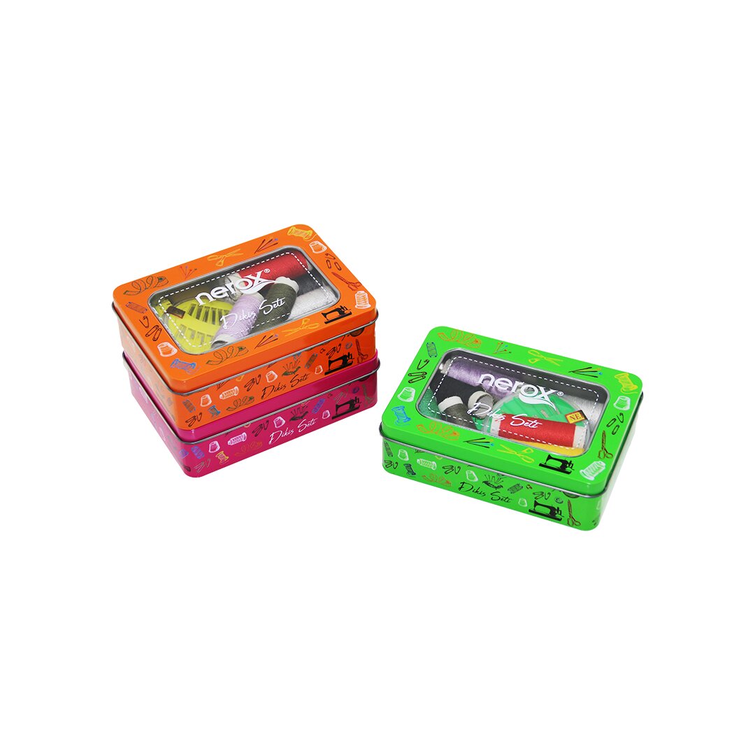 Metal Sewing Kit with Thread, Measuring Tape & Scissors