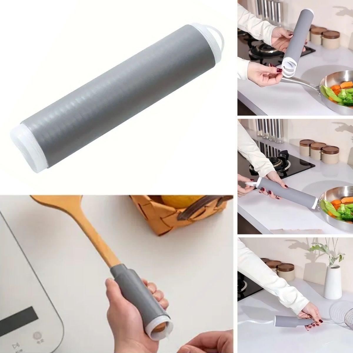 Heat-Resistant Silicone Rubber Pot Handle Grip, Self-Shrinki