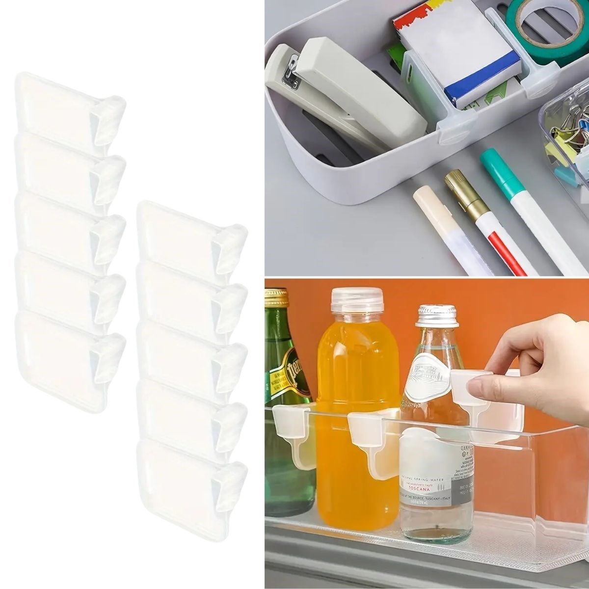 10-Piece Clear Refrigerator Side Door Organizer Cabinet Divi