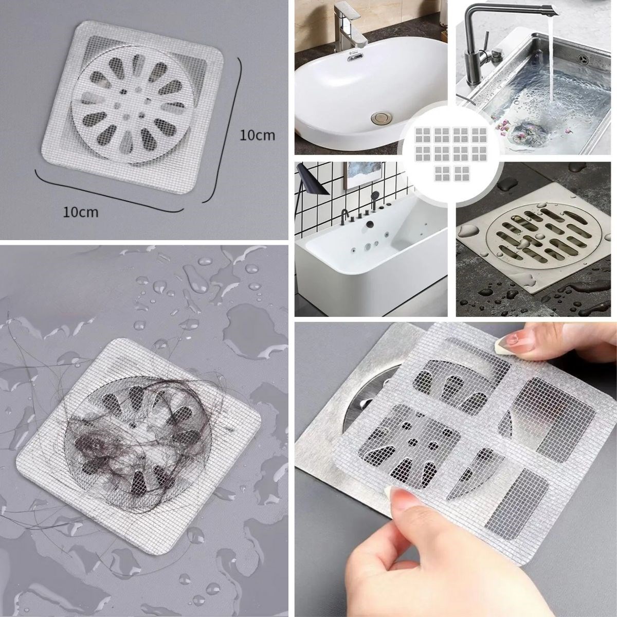 10-Pack Bathroom & Kitchen Sink Odor & Pest Prevention Drain Filter (5563) #5