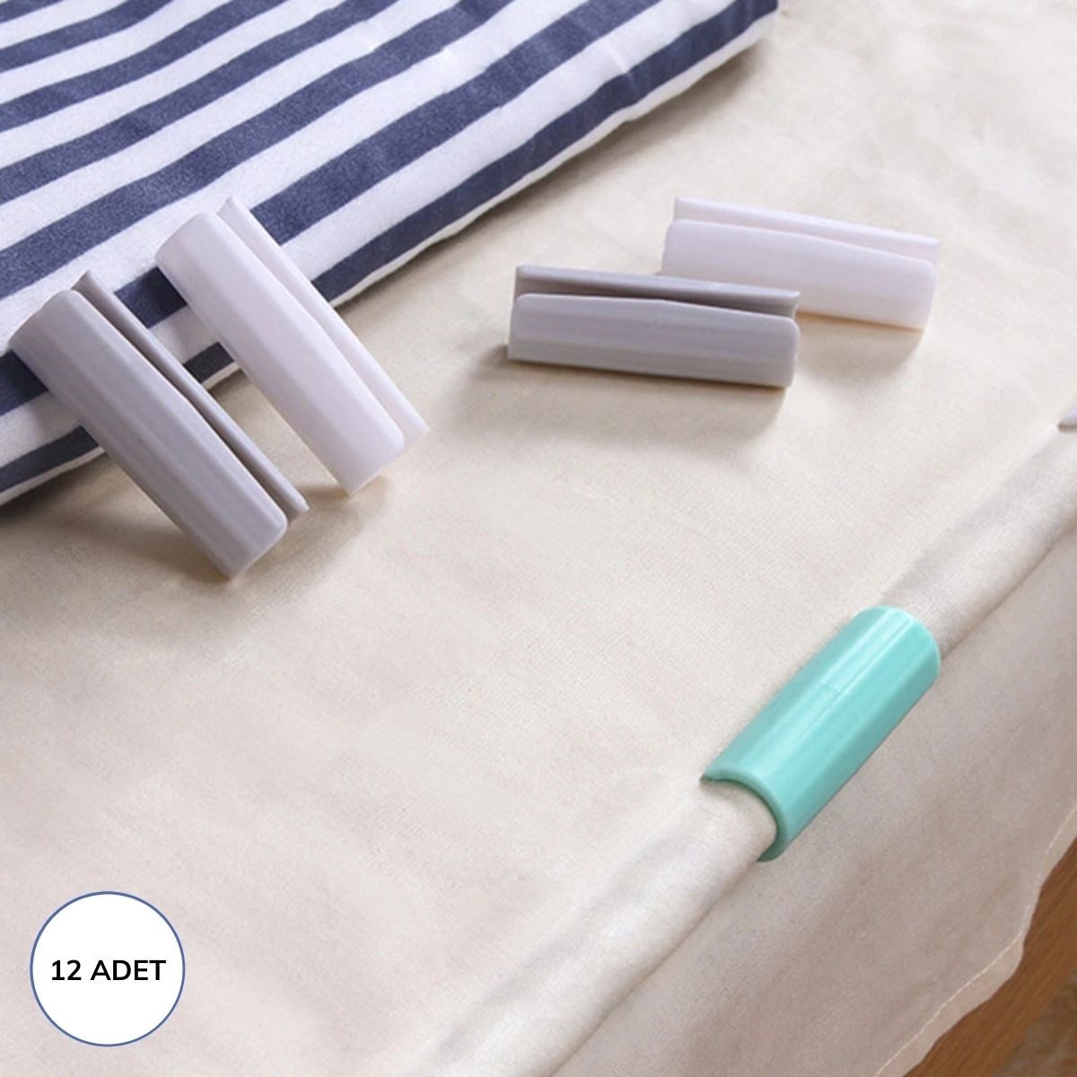 12-Piece Multi-Purpose Sheet Holder Clips, Non-Slip Bedding Organizer (5563) #4