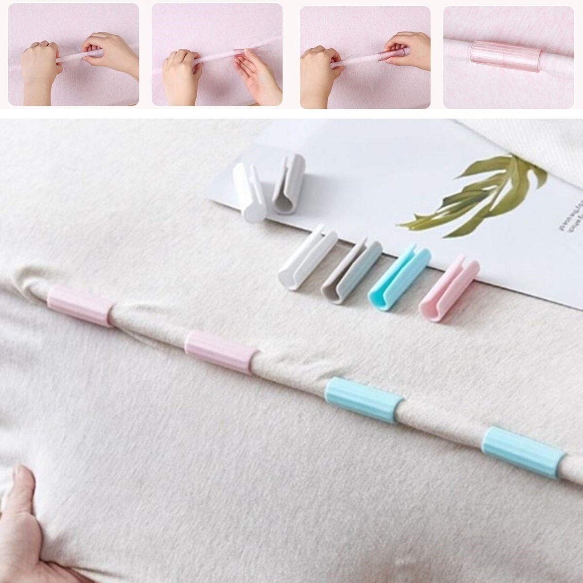 12-Piece Multi-Purpose Sheet Holder Clips, Non-Slip Bedding Organizer (5563) #5