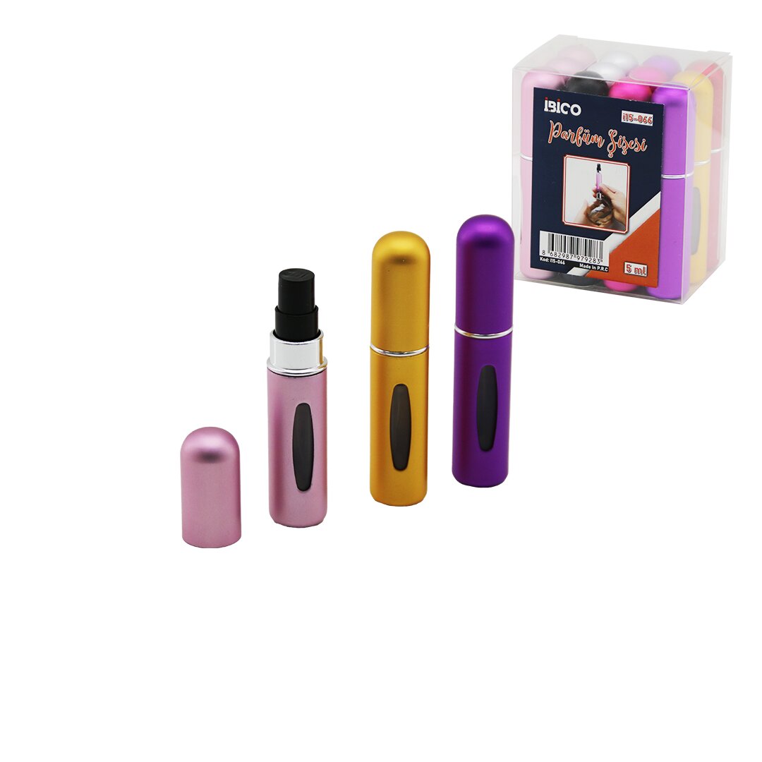 12pc Mini Pocket Empty Spray Perfume Bottle 5ML Colored Leve