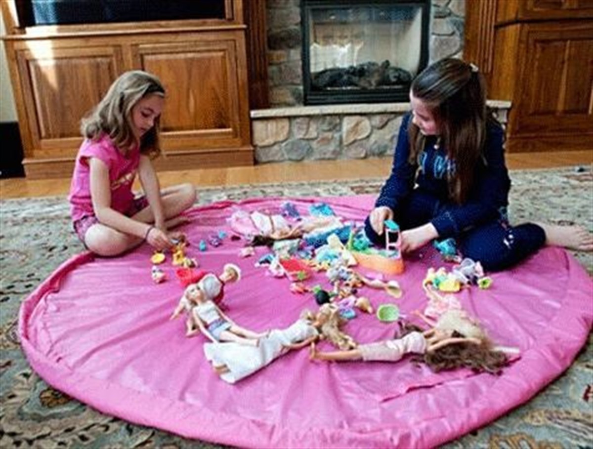 Portable Pink Toy Storage Play Mat Organizer Bag (5563) #2