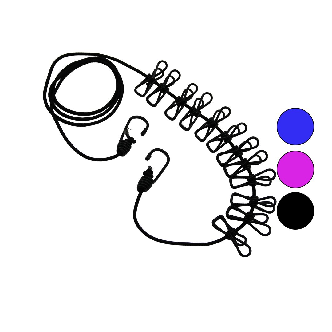 Colorful Elastic Clothesline with 12 Metal Clips (5563)