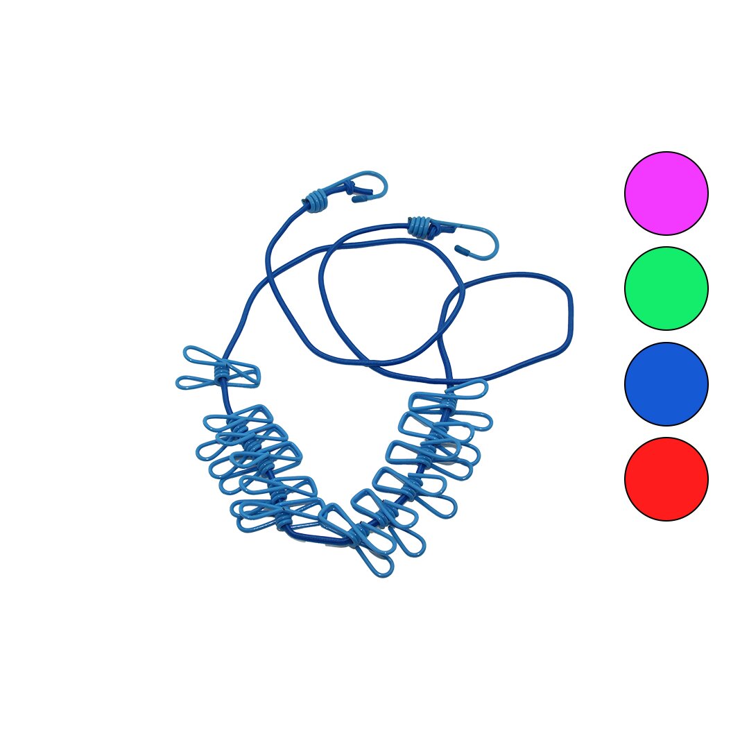 Colorful Elastic Expandable Clothesline 150-280CM 12pcs Meta