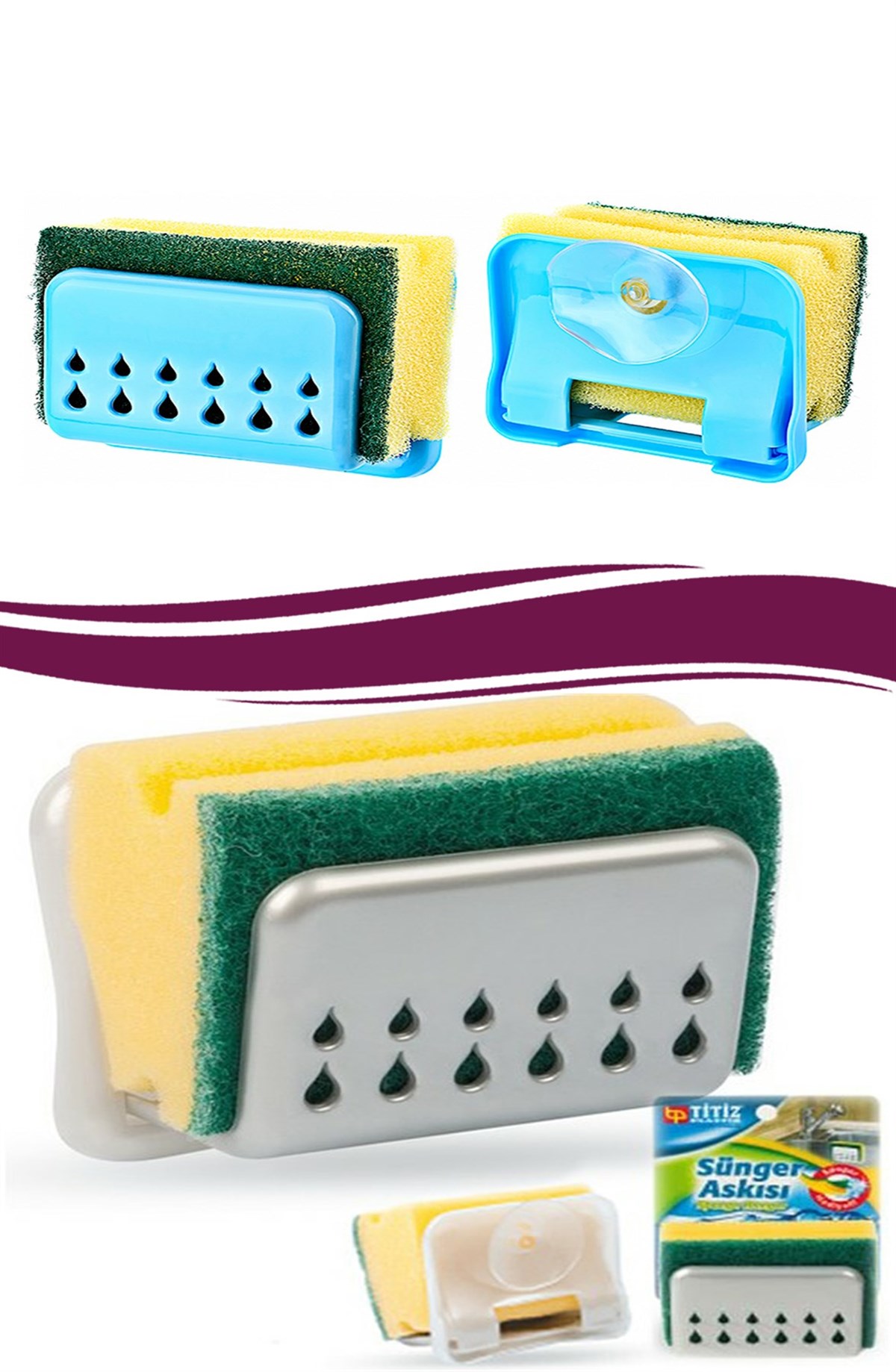 Praktischer Küchen-Spülbecken-Schwamm-Halter mit Saugnapf (5563) #2