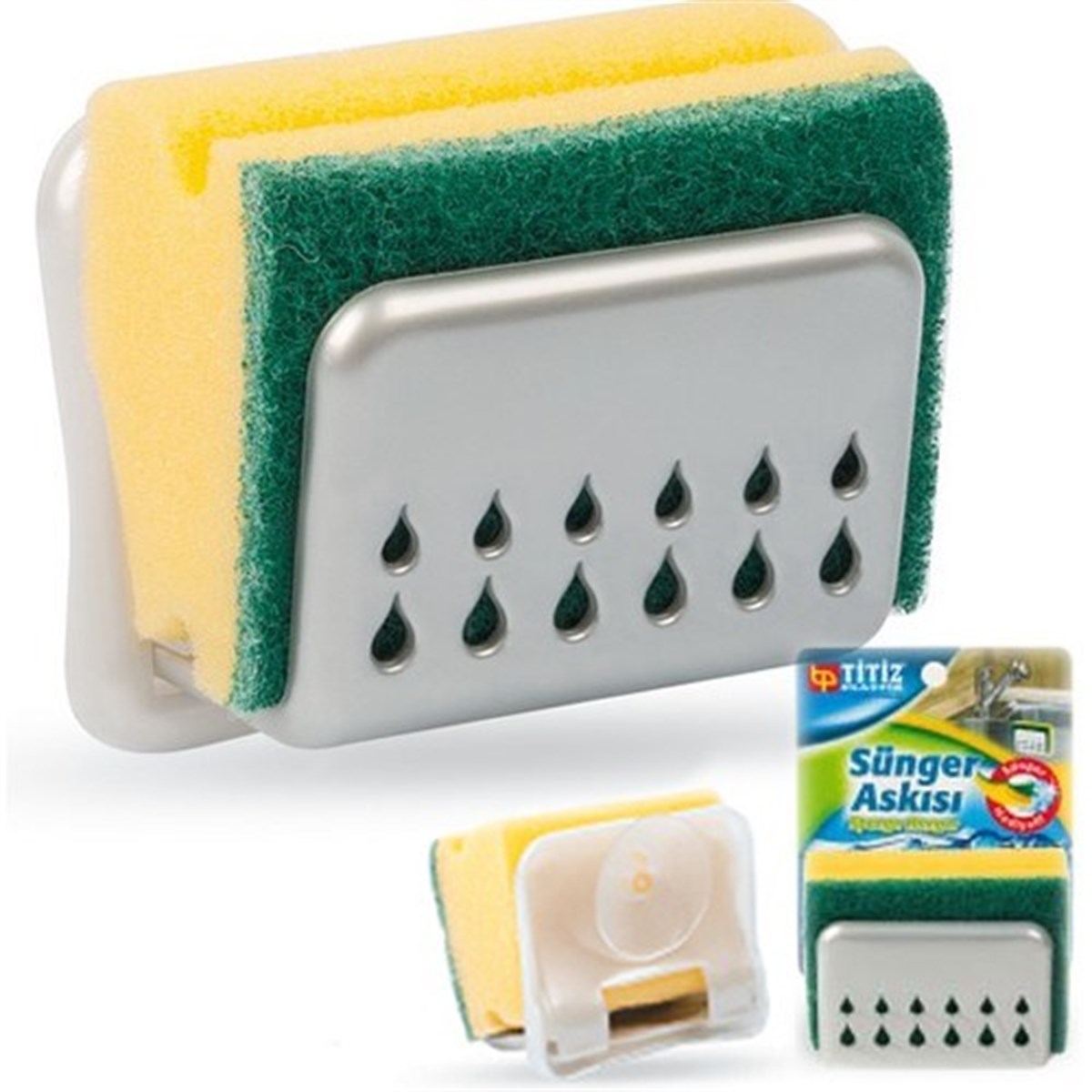 Praktischer Küchen-Spülbecken-Schwamm-Halter mit Saugnapf (5563) #3