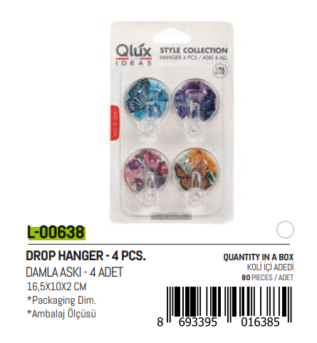 4 PARÇA  DAMLA KÜÇÜK YAPIŞKAN ASKI (5563)