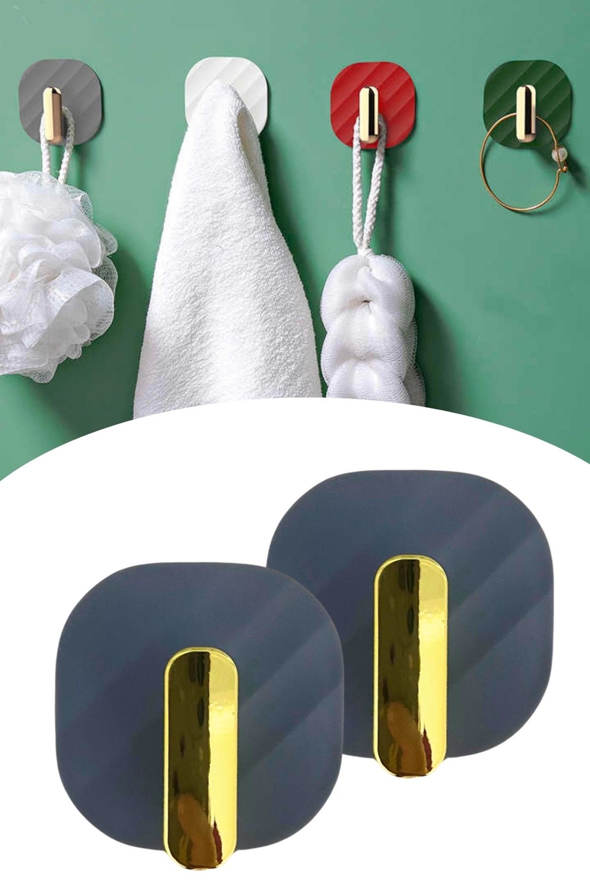 2li Yapışkanlı Retro Askılık Dolap Kapak Kulpu Gri (5563) #5