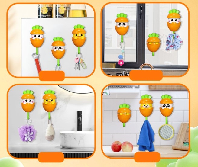 Havuç Tasarımlı Otomatik Açılan Yapışkanlı Askı (5563) #4