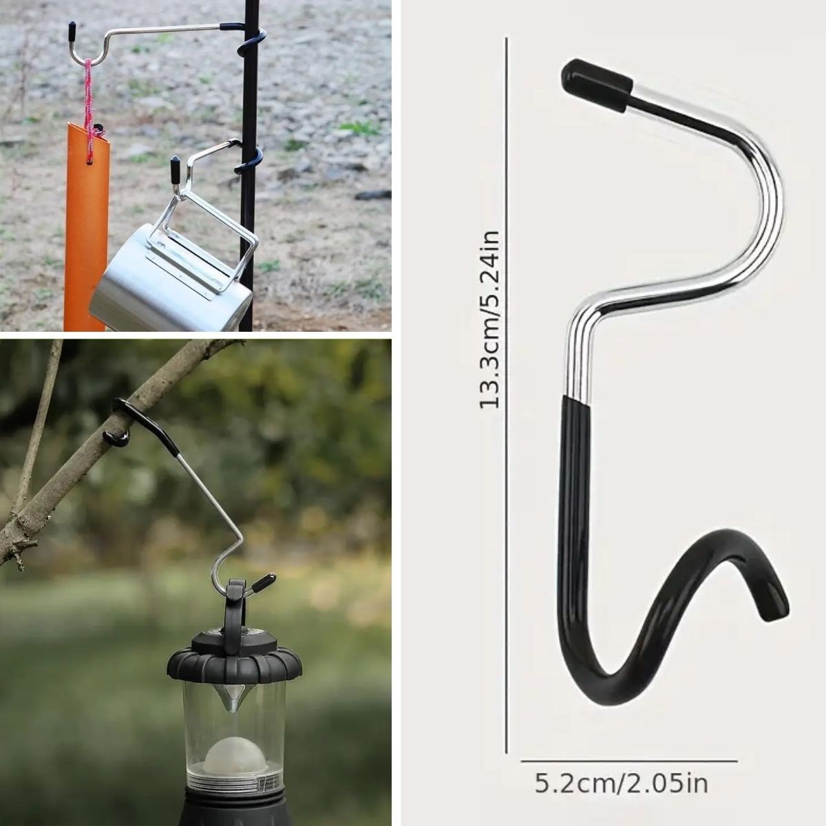 Kamp İçin Çok Fonksiyonlu S-Şekilli Direk Askısı Kaymaz Paslanmaz Çelik Eşya Asma Kancası (5563) #4