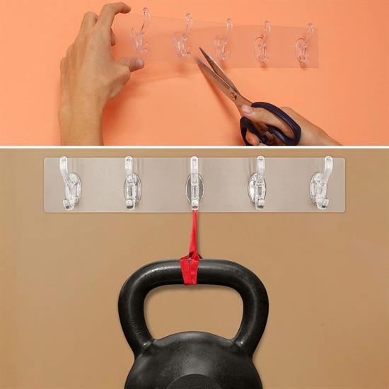 5'li Güçlü Yapışkanlı Şeffaf Duvar Askısı Banyo Mutfak Düzenleyici Pratik Askılık (5563) #4