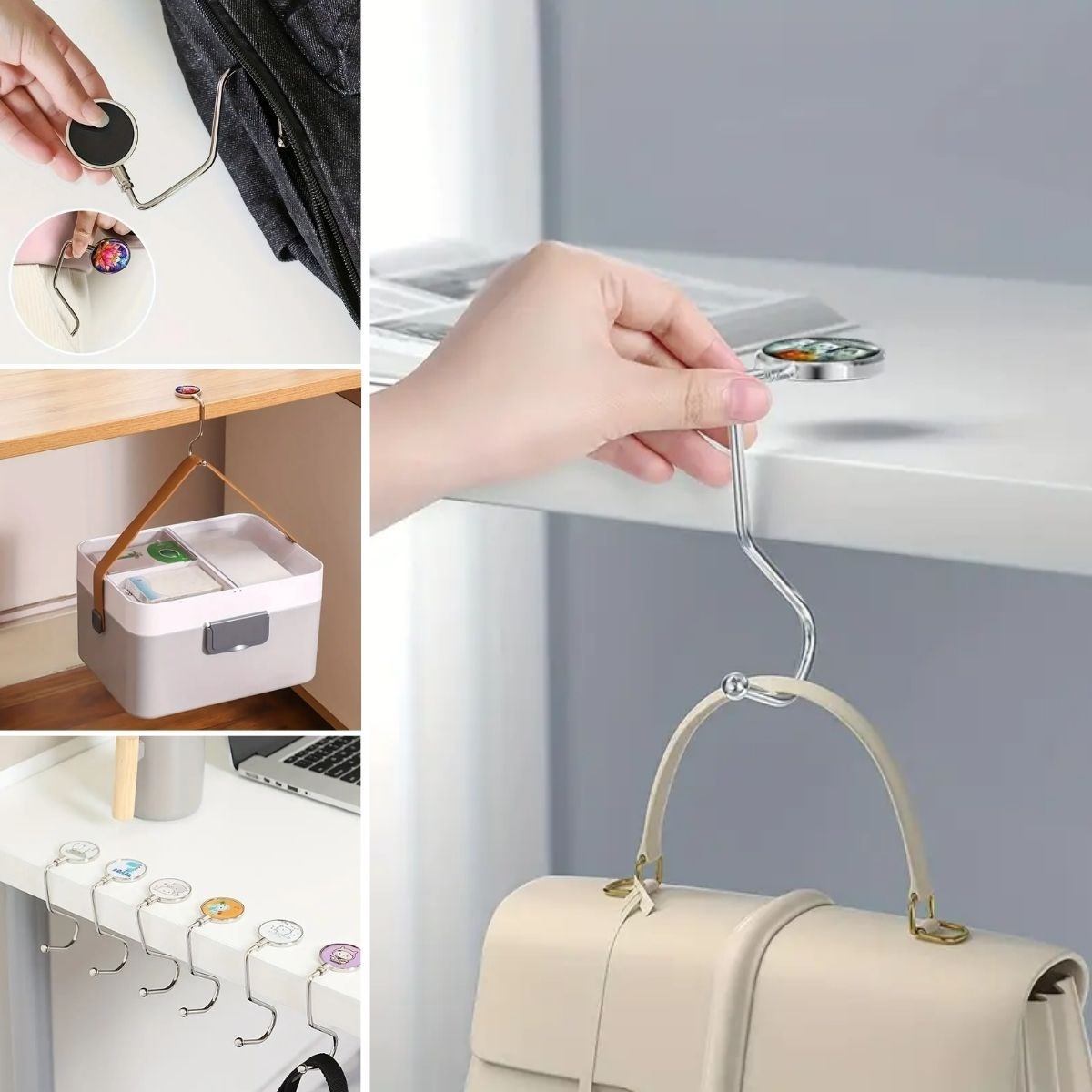 Portable Table Bag Hook - Stainless Steel Bag Hanger (5563)