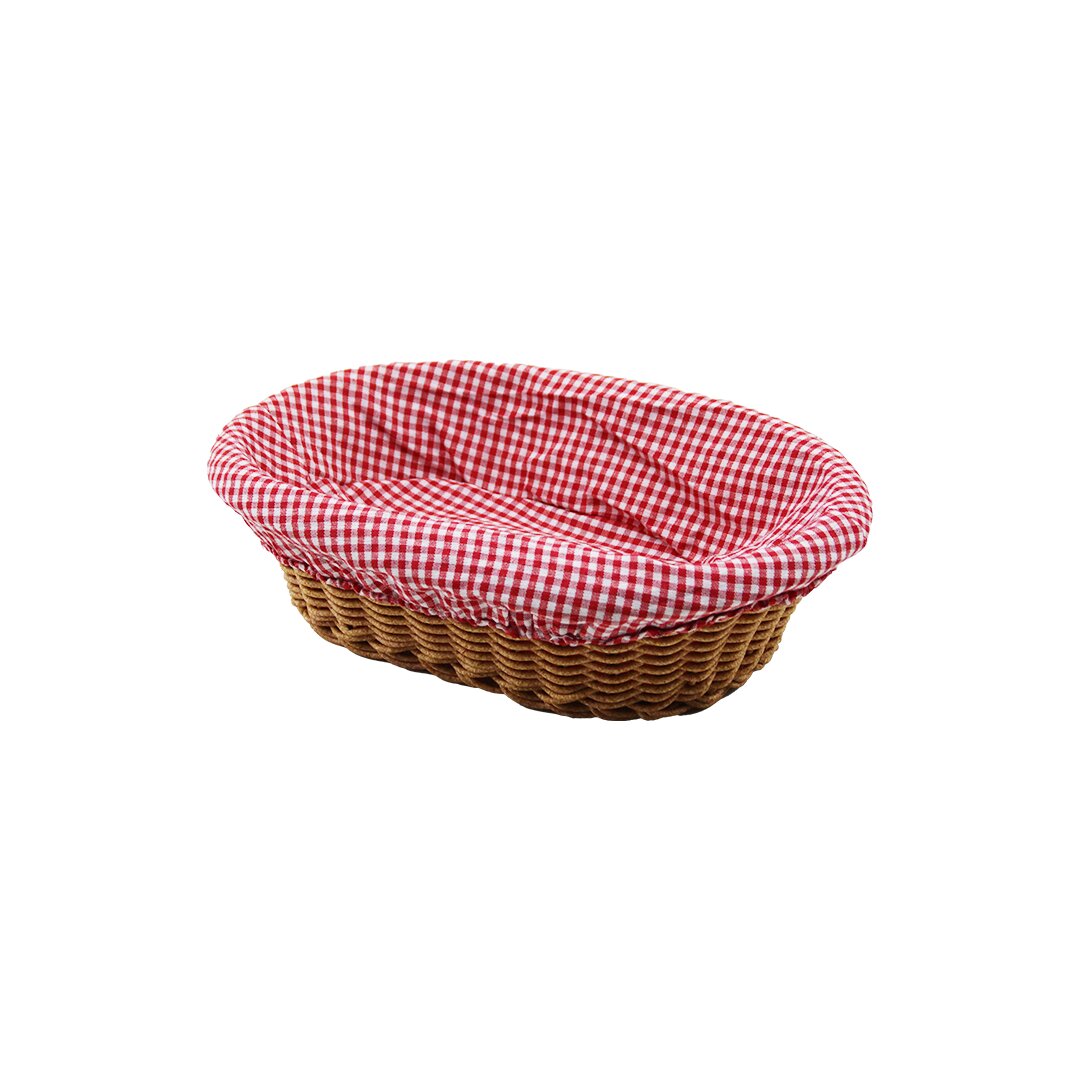 Oval Colored Fabric Rope Wicker Bread Basket with Handle