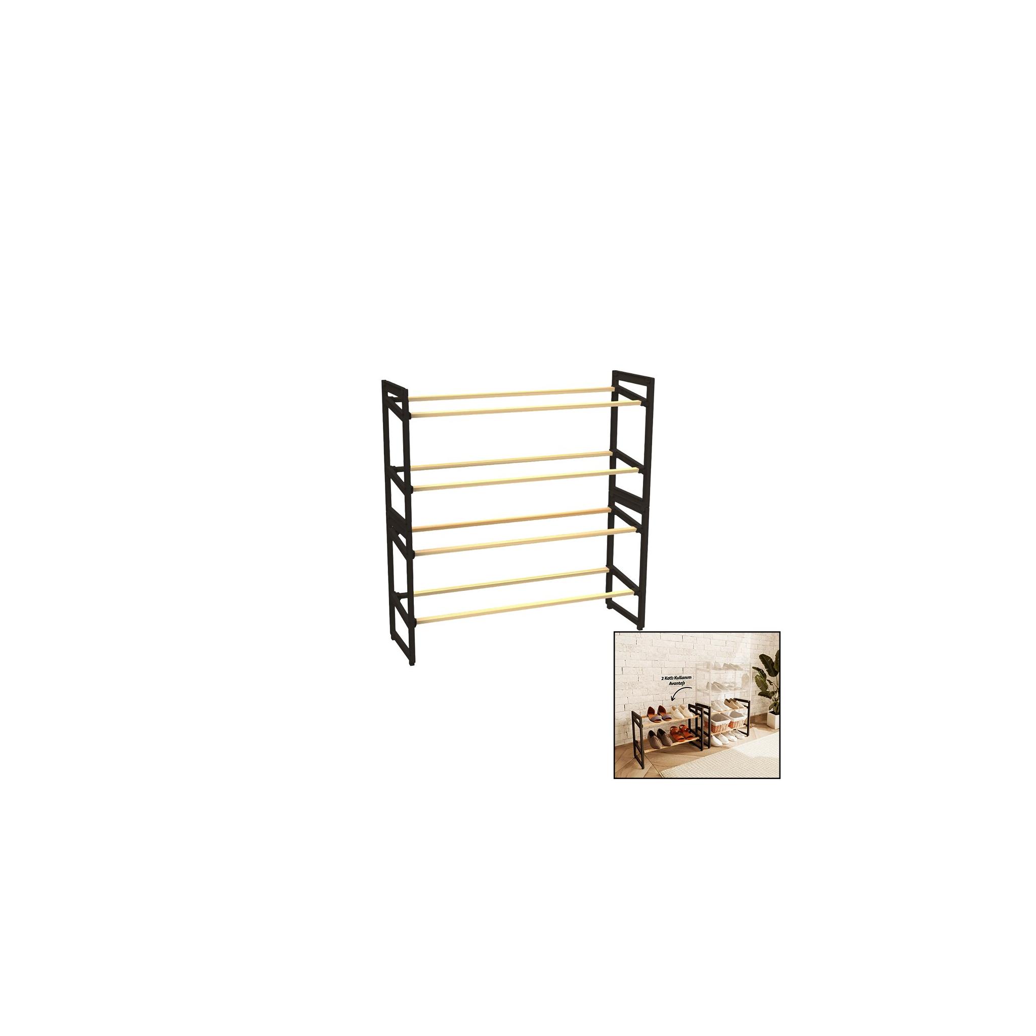 4-Tier Wood Shoe Rack 8 Shoes 20x65x51cm Multi-Purpose Shelf