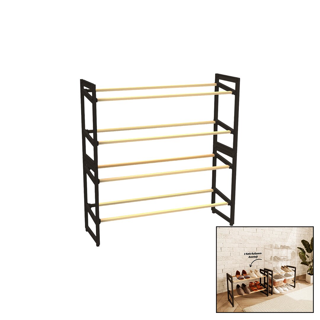 4-Tier Wood Shoe Rack 8 Shoes 20x65x51cm Multi-Purpose Shelf Portable #2