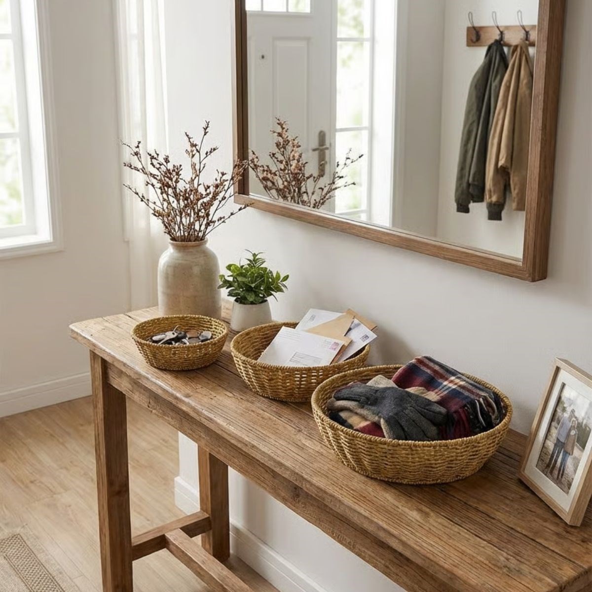 3’lü Plastik Rattan Çanak Seti – Hasır Görünümlü İç İçe Geçebilen Sunum ve Düzenleme Kaseleri, Mutfak &amp;amp; Masaüstü Çok Amaçlı Organizer (5563) #3