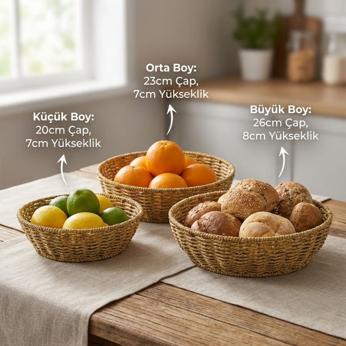 3’lü Plastik Rattan Çanak Seti – Hasır Görünümlü İç İçe Geçebilen Sunum ve Düzenleme Kaseleri, Mutfak &amp;amp; Masaüstü Çok Amaçlı Organizer (5563) #5
