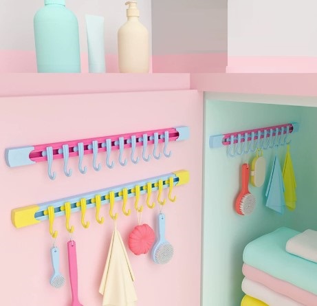 10-Hook Sliding Rail Kitchen & Bathroom Organizer 30 cm (556