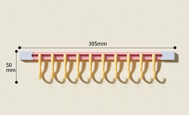 10-Hook Sliding Rail Kitchen & Bathroom Organizer 30 cm (5563) #2