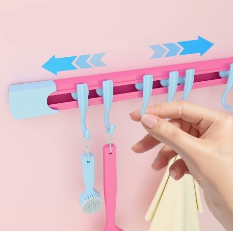 10-Hook Sliding Rail Kitchen & Bathroom Organizer 30 cm (5563) #3