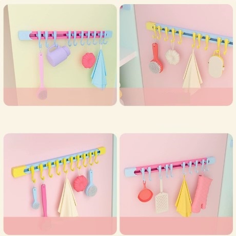 10-Hook Sliding Rail Kitchen & Bathroom Organizer 30 cm (5563) #4