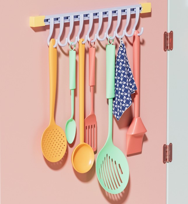 10-Hook Sliding Rail Kitchen & Bathroom Organizer 30 cm (5563) #5