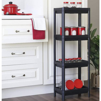 Black Rectangular Plastic Shelf Unit (5563)